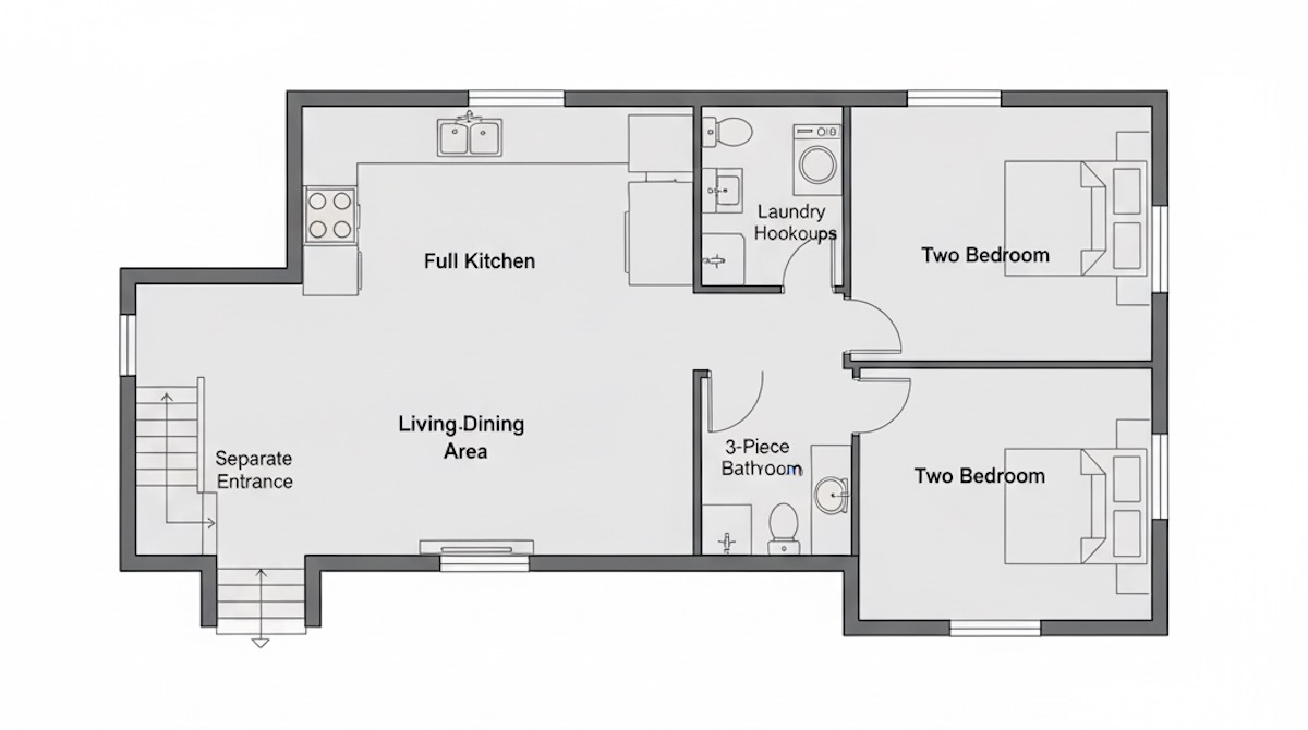 Legal basement suite with separate entrance and full amenities