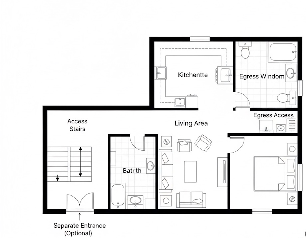 Accessible basement suite for multi-generational living