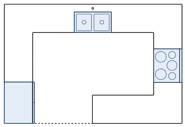 G-Shaped Kitchen Layout Sketch