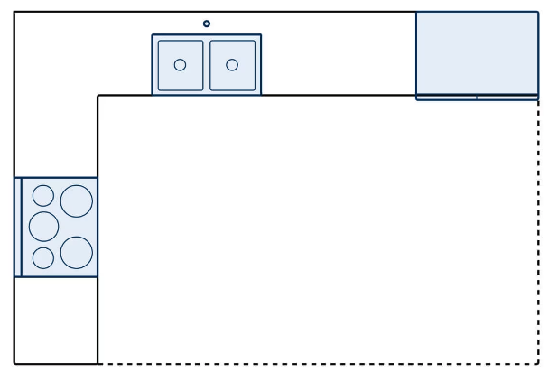 L-Shaped Kitchen Layout Sketch