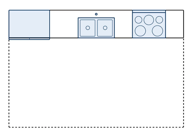 One-Wall Kitchen Layout Sketch