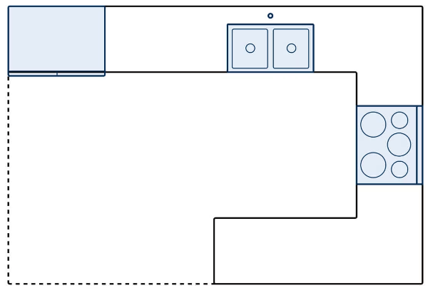 Peninsula Kitchen Layout Sketch