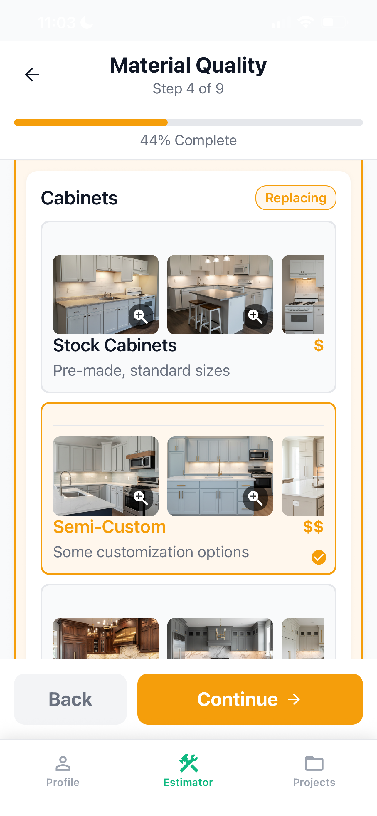 RenoEstimation App Screenshot 2